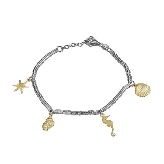 BRACCIALE GRANELLI RODIO IN ARGENTO 925°/°° CON CHARMS