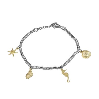 BRACCIALE GRANELLI RODIO IN ARGENTO 925°/°° CON CHARMS