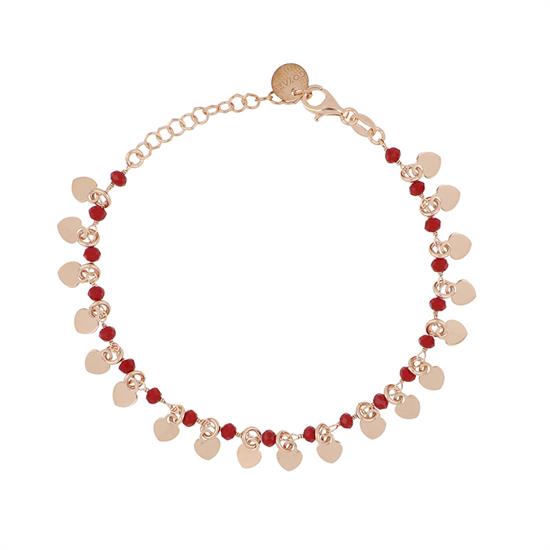 BRACCIALE PIETRA DURA RED CUORI PENDENTI IN ARGENTO 925°/°°