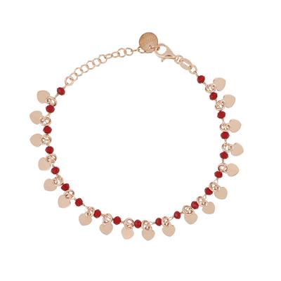 BRACCIALE PIETRA DURA RED CUORI PENDENTI IN ARGENTO 925°/°°