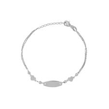 BRACCIALE BIMBO TARGHETTA E CUORE IN ARGENTO 925°/°°