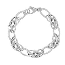 BRACCIALE MAGLIE OVALI INTRECCIATE E LAVORATA IN ARGENTO 925°/°°