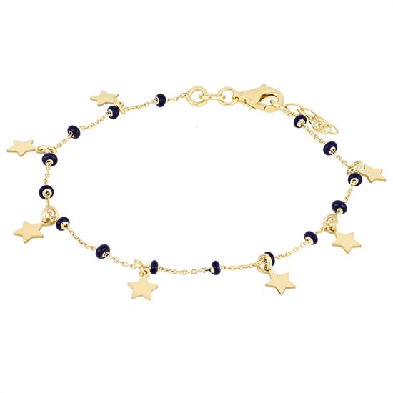 BRACCIALE DORATA STELLE MICRO PENDENTI ARGENTO 925°/°° RONDELLE