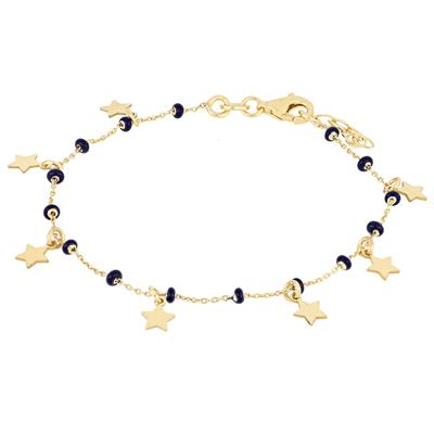 BRACCIALE DORATA STELLE MICRO PENDENTI ARGENTO 925°/°° RONDELLE