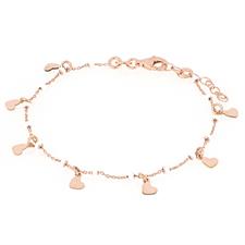 BRACCIALE ROSE' CUORI MICRO PENDENTI ARGENTO 925°/°° RONDELLE