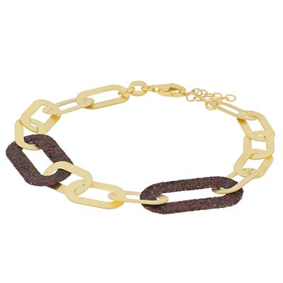 BRACCIALE MAGLIE OVALI SATINATE GOLD IN ARGENTO 925°/°° GLITTER