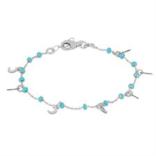 BRACCIALE RODIO MEZZA LUNA MICRO PENDENTI ARGENTO 925°/°° RONDELLE