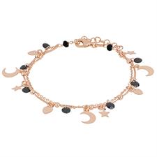 BRACCIALE DOPPIO FILO ROSE' SOGGETTI LASTRA ARGENTO 925°/°° ZIRCONI