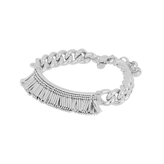 BRACCIALE GROUMETTA BACCHETTINA CURVA FRANGETTE IN ARGENTO 925°/°°