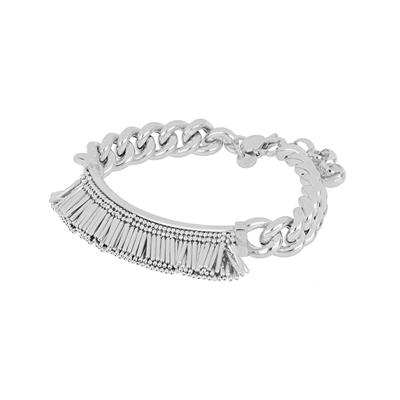 BRACCIALE GROUMETTA BACCHETTINA CURVA FRANGETTE IN ARGENTO 925°/°°