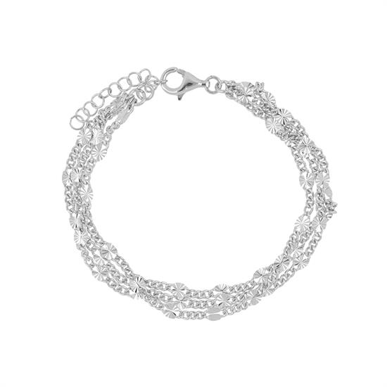 BRACCIALE TRE FILI TONDI DIAMANTATI PASSANTI ARGENTO 925°/°°