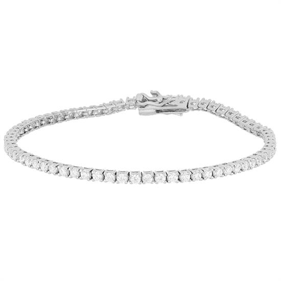 BRACCIALE TENNIS BIANCO 2MM IN ARGENTO 925°/°° E ZIRCONI