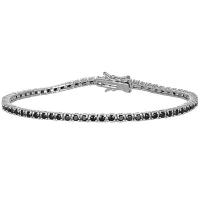 BRACCIALE TENNIS NERO 2MM IN ARGENTO 925°/°° E ZIRCONI