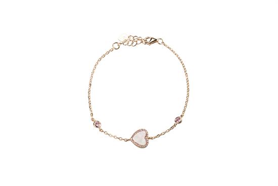 BRACCIALE MADREPERLA CUORE ZIRCONI ROSA IN ARGENTO 925°/°°