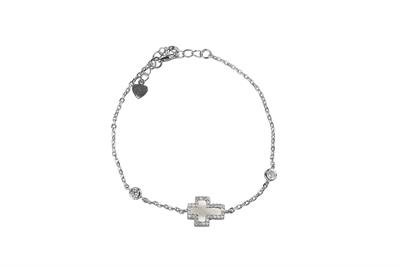 BRACCIALE MADREPERLA CROCE ZIRCONATO IN ARGENTO 925°/°°