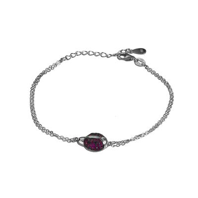 BRACCIALE DOPPIA CATENA COCCINELLA ZIRCONATA IN ARGENTO 925°/°°