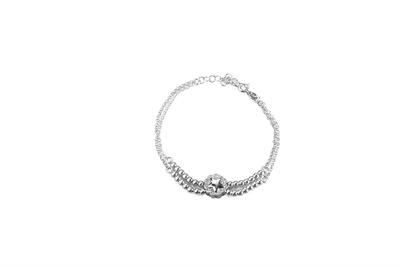 BRACCIALE DOPPIO FILO PALLINI CENTRALE STELLA ZIRC. ARGENTO 925°/°°