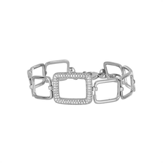 BRACCIALE MAGLIA RETTANGOLARE CENTRO ZIRCONATO IN ARGENTO 925°/°°