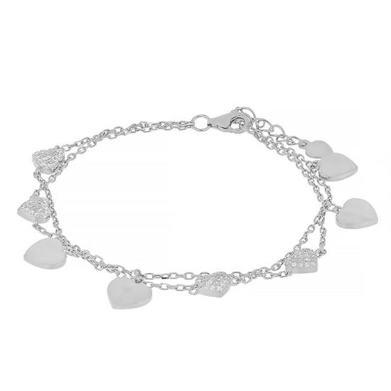 BRACCIALE RODIO CON CUORI PENDENTI RODIO IN ARGENTO 925°/°° ZK