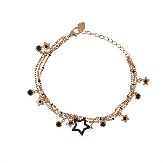 BRACCIALE DUE FILI STELLE E MULTI STELLE ROSE' ARGENTO 925°/°° ZK