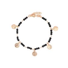 BRACCIALE MINI MONETE PENDENTI ARGENTO ROSE' 925°/°°ZIRCONI