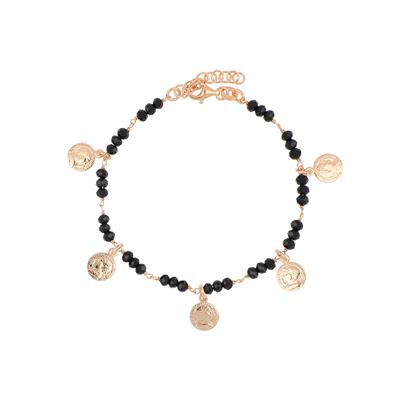 BRACCIALE MINI MONETE PENDENTI ARGENTO ROSE' 925°/°°ZIRCONI