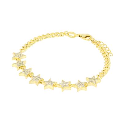 BRACCIALE GROUMETTE E STELLE SCALARI DORATO ARGENTO 925°/°° ZIRCONI