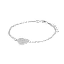 BRACCIALE DOPPIA CATENA RODIO CON CUORE ARGENTO 925°/°° ZIRCONI