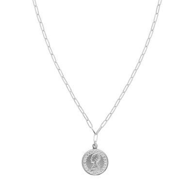 COLLANA MAGLIA DOPPIA CON MONETA PENDENTE IN ARGENTO 925°/°°