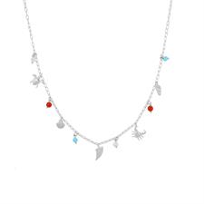 COLLANA SOG. MARINI PENDENTI CORALLO , TURCHESE ARGENTO 925°/°°