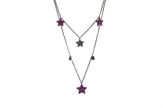 COLLANA DOPPIA CATENA BLACK STELLE IN ARGENTO 925°/°° ZIRCONI