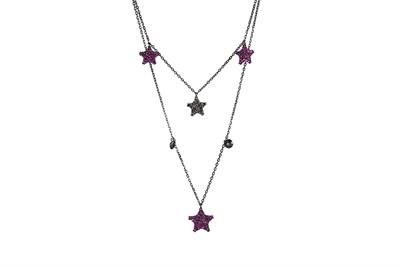 COLLANA DOPPIA CATENA BLACK STELLE IN ARGENTO 925°/°° ZIRCONI