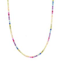 COLLANA TENNIS 3MM DORATO ARGENTO 925°/°° ZIRCONI MULTICOLOR