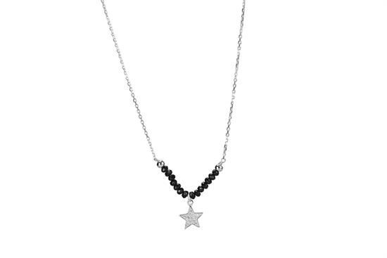 COLLANA ONICE SFACCETTATO STELLINA ZIRCONATA IN ARGENTO 925°/°°