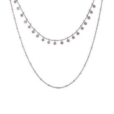 COLLANA DOPPIO GIRO RODIO ZIRCONI WHITE IN ARGENTO 925°/°° SMALTO