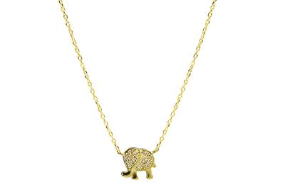 COLLANA ELEFANTE DORATA IN ARGENTO 925°/°° ZIRCONI