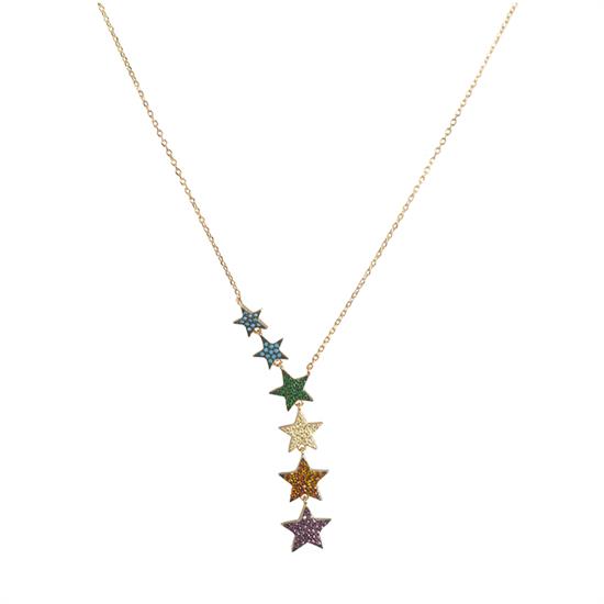 COLLANA STELLE SCALARI ROSE 'IN ARGENTO 925°/°° E ZIRCONI