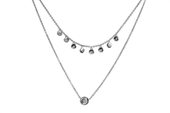 COLLANA DOPPIO GIRO RODIO ROUND IN ARGENTO 925°/°° E ZIRCONI