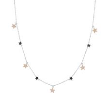 COLLANA RODIO CON STELLINE PENDENTI ROSE' IN ARGENTO 925°/°° ZK