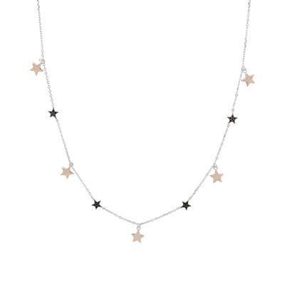 COLLANA RODIO CON STELLINE PENDENTI ROSE' IN ARGENTO 925°/°° ZK