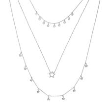 COLLANA TRE FILI STELLE E MULTI STELLE RODIO ARGENTO 925°/°° ZK