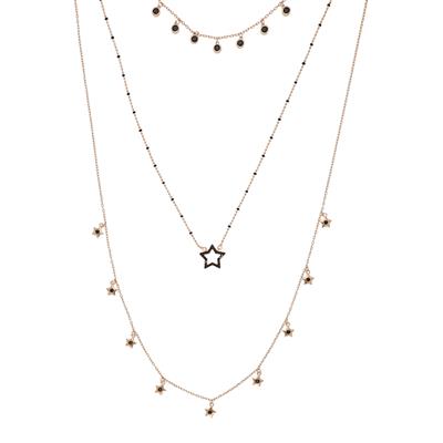 COLLANA TRE FILI STELLE E MULTI STELLE PINK ARGENTO 925°/°° ZK