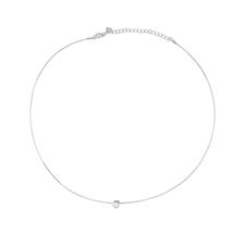 COLLANA FILO LENZA CON CUORE PAVE' IN ARGENTO 925°/°°