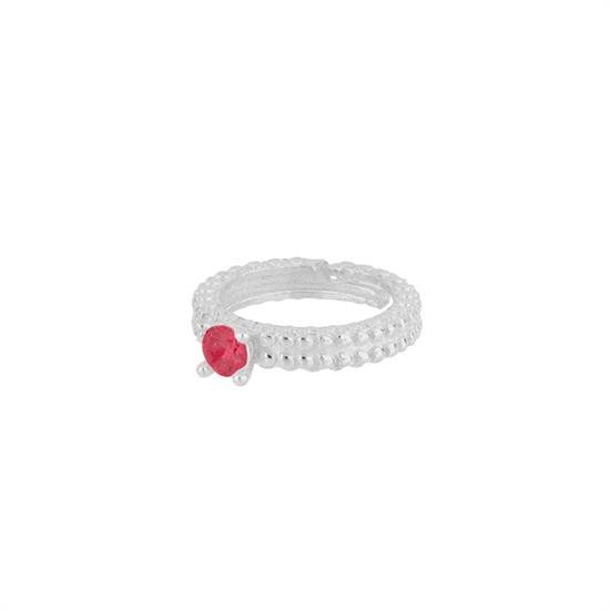 ANELLO SOLITARIO FASCIA PALLINATA ZIRCONE RED ARGENTO 925°/°°