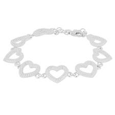 BRACCIALE CUORE PALLINATO A FILO IN ARGENTO 925°/°°