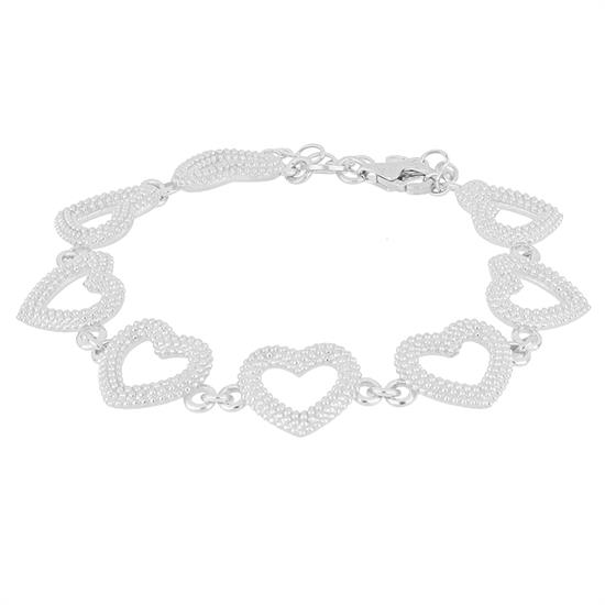 BRACCIALE CUORE PALLINATO A FILO IN ARGENTO 925°/°°