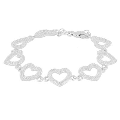 BRACCIALE CUORE PALLINATO A FILO IN ARGENTO 925°/°°