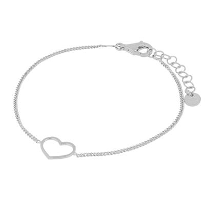 BRACCIALE CUORE TRAFORATO E GROUMETTA IN ARGENTO 925°/°°