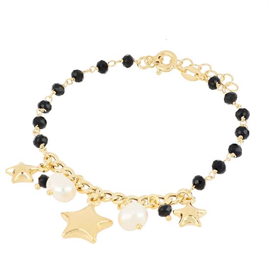 BRACCIALE SPINELLO STELLE E PERLE FIUME IN ARGENTO 925°/°°