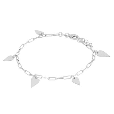 BRACCIALE CATENA BATTUTA MULTI CUORI LUNGHI IN ARGENTO 925°/°°